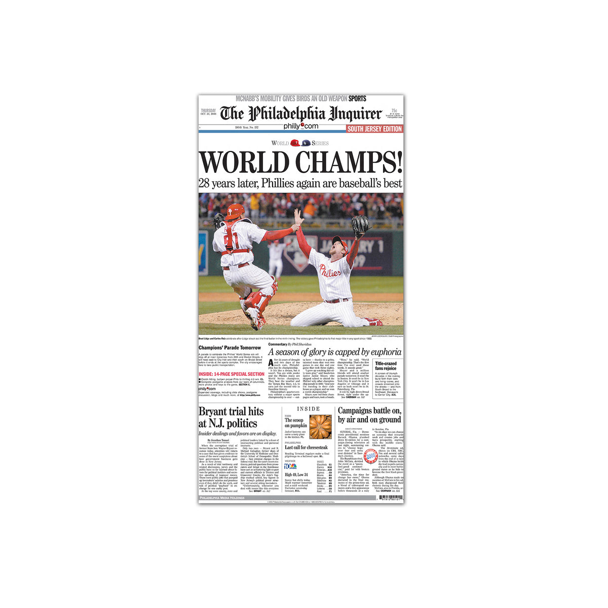 Reprint of Daily News: 10/24/22 - Phillies Advance to World Series – The  Inquirer Store