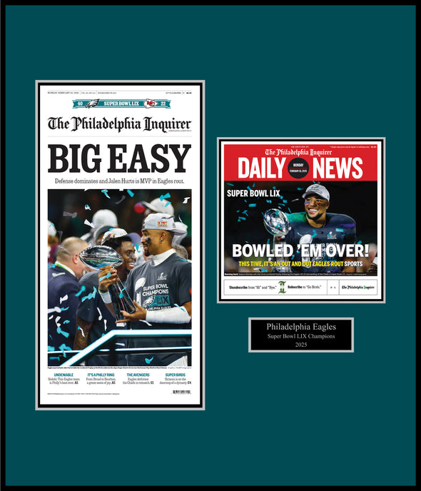 Double Plaque of Inquirer and Daily News’ Birds Coverage: 2/10/25 - Big Game Win Front Pages