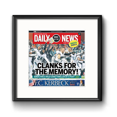 Clanks for the Memory! Daily News Sports Page Framed with Mat