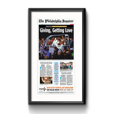 2015 Pope Visit Commemorative Page - Giving, Getting Love Framed Print with Mat
