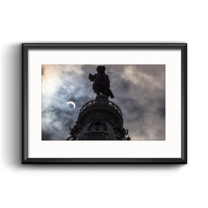 2017 Solar Eclipse Picture Framed Print with Mat, Philadelphia City Hall William Penn by Michael Bryant