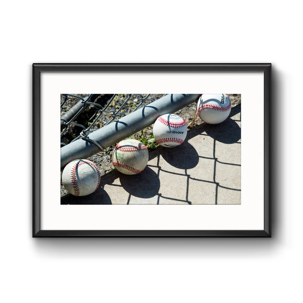 Baseballs in Dugout, Framed Print with Mat by Tom Gralish