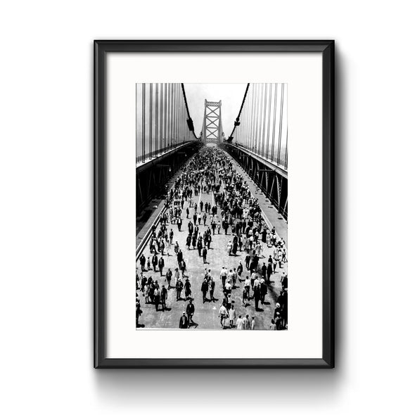 Ben Franklin Bridge on Opening Day, Framed Print with Mat