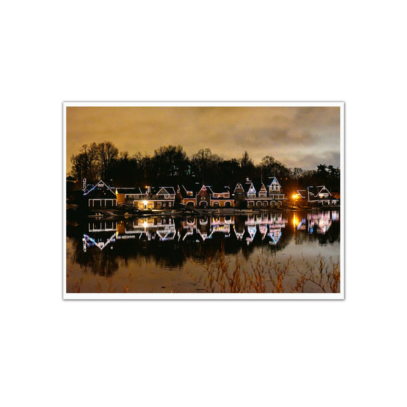 Boathouse Row at Night, Unframed Print by April Saul