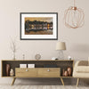 Boathouse Row at Night, Framed Print with Mat by April Saul Hanging on Wall Behind an Elegant Set of Furniture