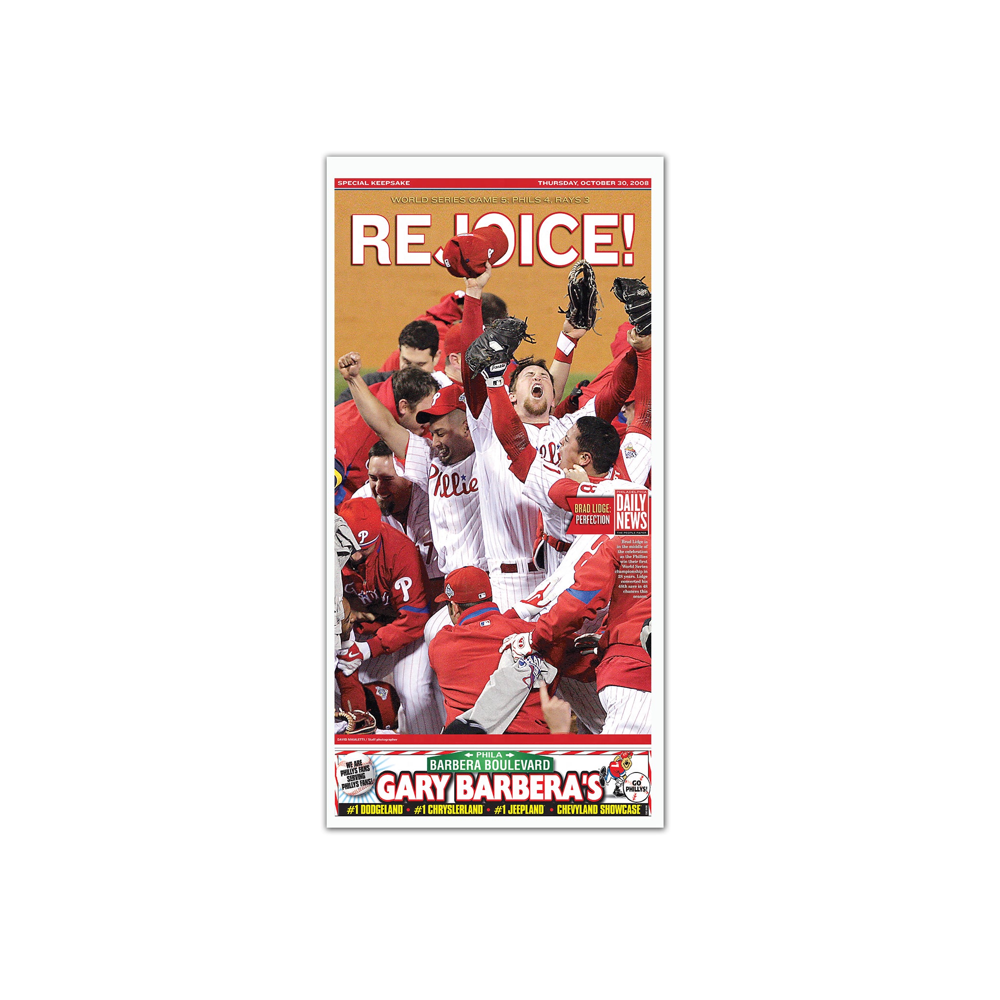 Rejoice! 2008 Philadelphia Phillies - Sports Reprint – The