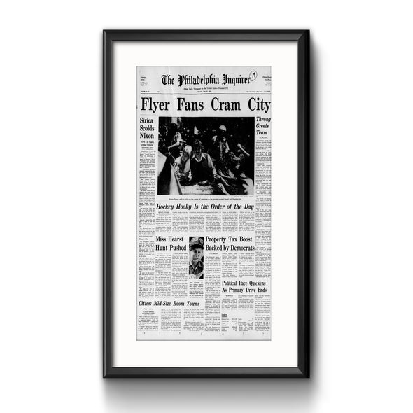 Inquirer Sports Commemorative Page - "Fans Cram City", Framed with Mat