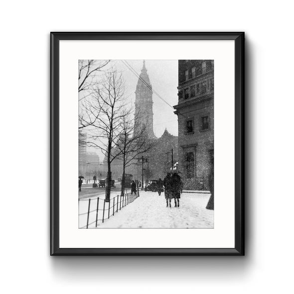 City Hall, Winter 1927 Framed Print with Mat