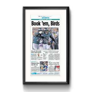 "Book 'em Birds" Eagles Commemorative Reprint Framed with Mat, Inquirer