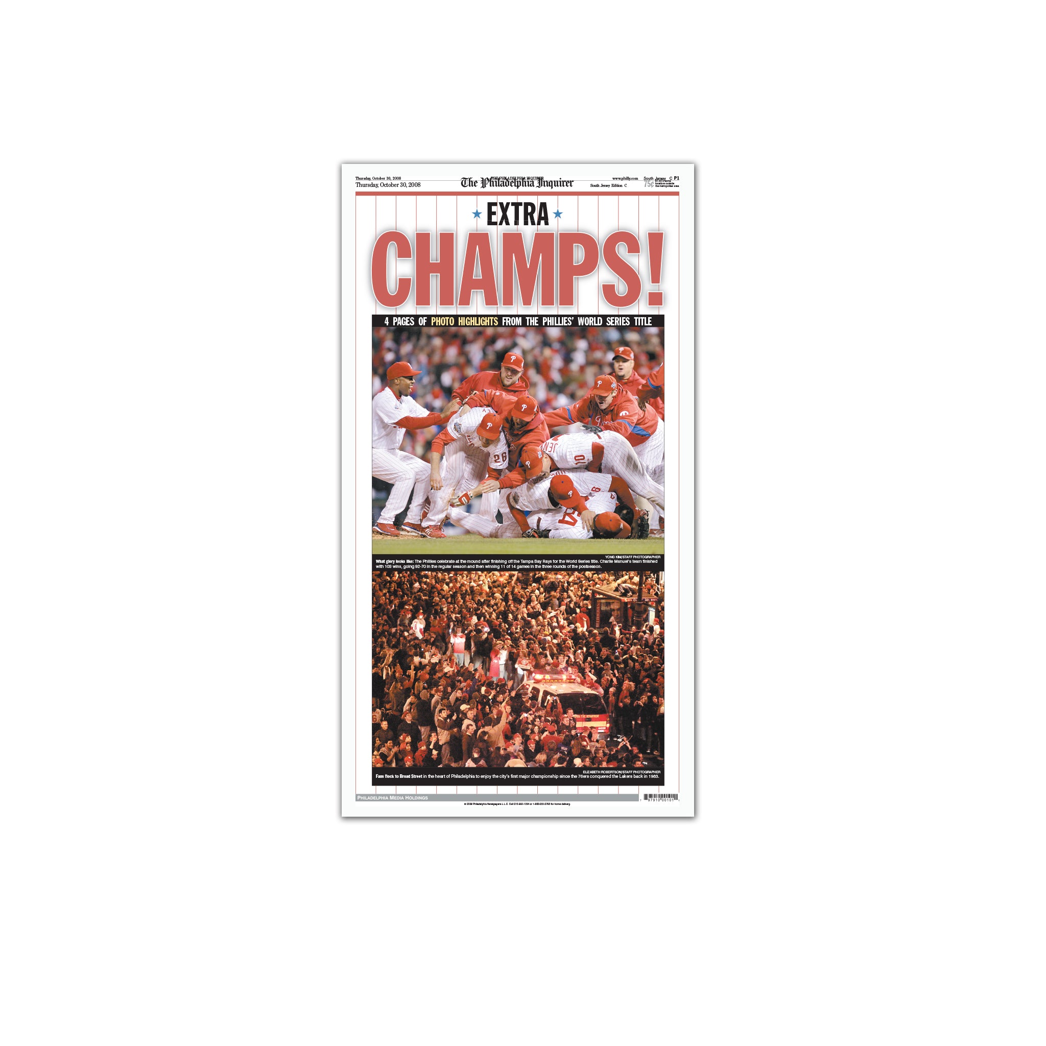 Phillies 2008 World Series Champions Poster Sealed Rare Mint