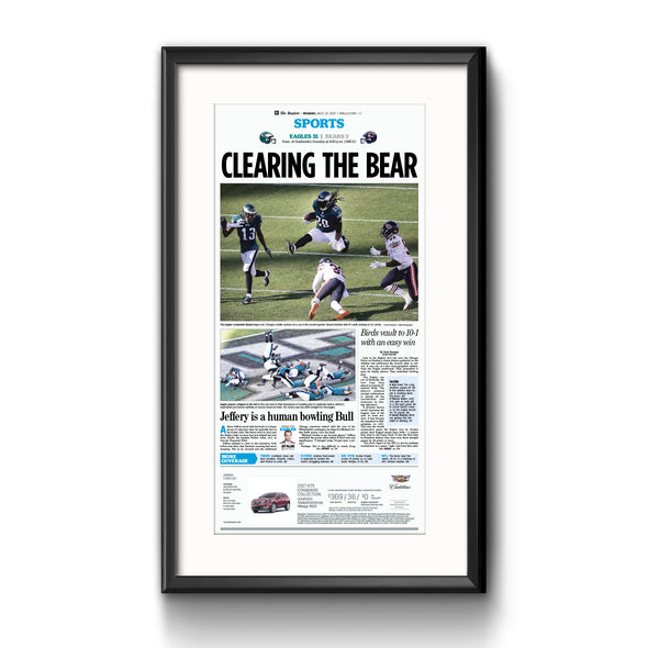 Inquirer Sports Commemorative Page - Clearing the Bear Framed Print with Mat