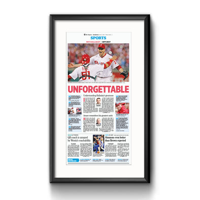 Inquirer Sports Commemorative Page - "Unforgettable" Phillies, Framed Reprint with Mat