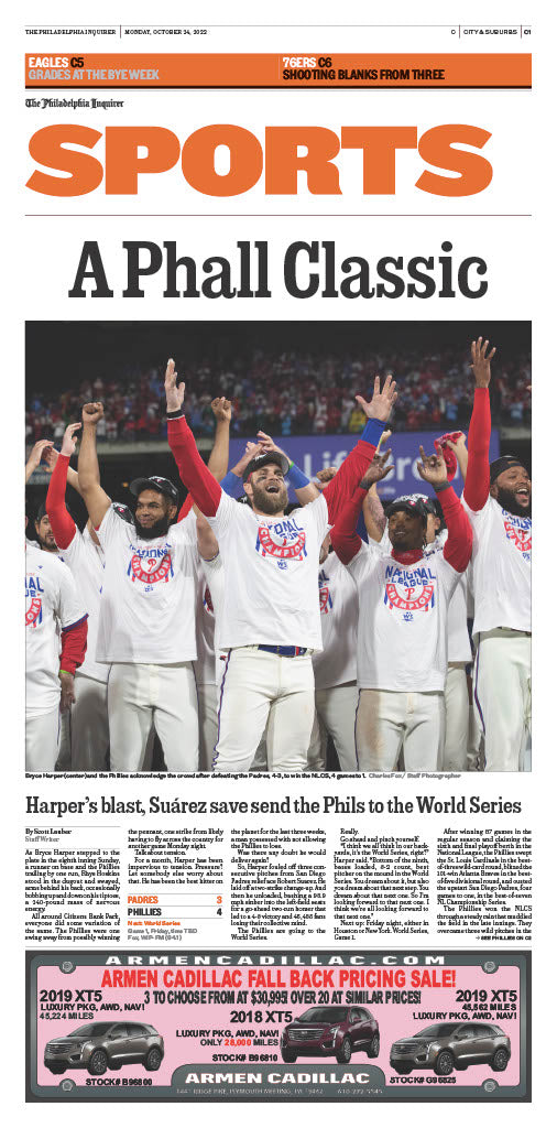 Reprint of Sports Section in The Philadelphia Inquirer: 10/24/22 - Phillies Advance to World Series