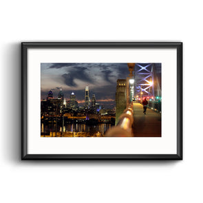 "Philadelphia Skyline at Dusk" Framed Print with Mat