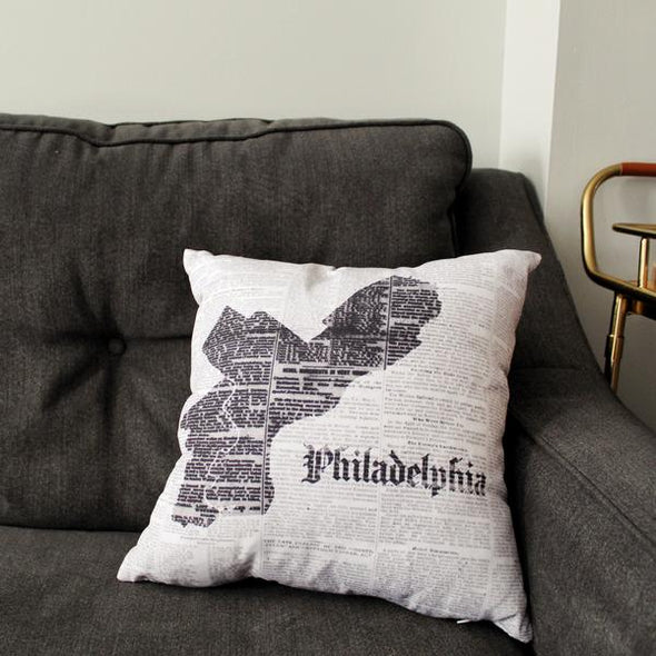 Philadelphia Map Pillow on Sofa
