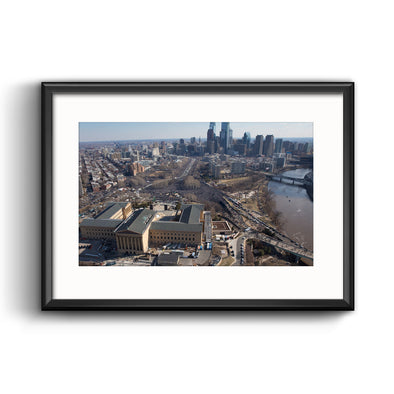 Philadelphia Eagles Super Bowl 2018 Champions Parade Aerial View Framed Print with Mat by Jessica Griffin
