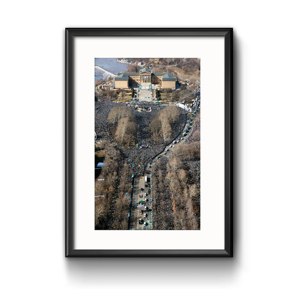 "Heart of the City" Eagles Super Bowl Victory Parade 2018 Aerial Print Framed with Mat
